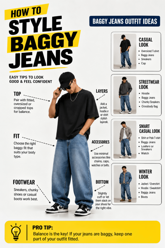 how to style baggy jeans